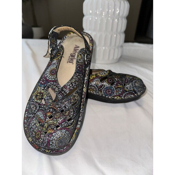 Alegria Mule Clogs Leather Multicolor Floral Sz 37 - Picture 3 of 9